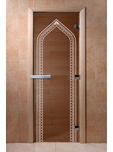 Дверь DoorWood "Арка" (бронза) 190х70, 6мм, 2 петли (коробка хвоя)