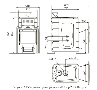 Печь банная TMF (ТМФ) Гейзер 2014 Carbon Витра закр.каменка антрацит